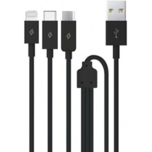 ttec Cable Trio USB to Type-C, Lightning, Micro-USB 2.1A (1.2m), Black 