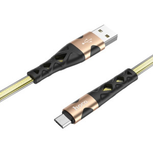 HOCO U105 Treasure jelly braided charging data cable for Micro Gold