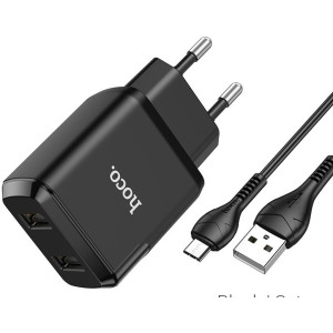 HOCO N7 Speedy dual port charger set Micro Black