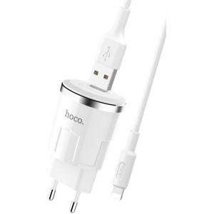 HOCO C37A Thunder power single port charger set Lightning White