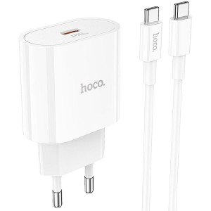 HOCO C94A Metro single port PD20W charger set(Type-C TO Type-C)(EU) White