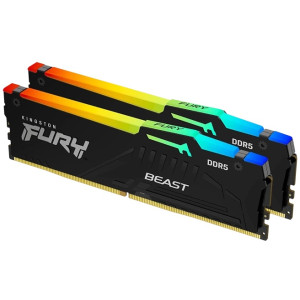 64GB DDR5-5200MHz  Kingston FURY Beast RGB (Kit of 2x32GB) (KF552C40BBAK2-64), CL40-40-40, 1.25V, Blk