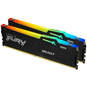 64GB DDR5-6000MHz  Kingston FURY Beast RGB (Kit of 2x32GB) (KF560C40BBAK2-64), CL40-40-40, 1.35V, Blk