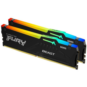 64GB DDR5-5600MHz  Kingston FURY Beast RGB (Kit of 2x32GB) (KF556C40BBAK2-64), CL40-40-40, 1.25V, Blk