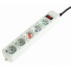 Surge Protector Gembird SPG3-B-15C, 5 Sockets, 4.5m, up to 250V AC, 16 A, safety class IP20, Grey