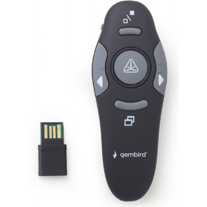 Gembird WP-L-01 Wireless presenter with laser pointer, Wireless 2.4 GHz, Power supply: 2 x AAA battery, up to 10 m, Net weight: 84 g