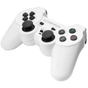 Gamepad Esperanza WARRIOR EGG102W White/Black, Vibration Game Pad, 15 buttons, 2 sticks, Ergonomic design, 2 modes (analog and digital), Soft sweat-resistant surface coating, PC Win 7,8,10 compatible, USB