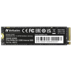 M.2 NVMe SSD 256GB Verbatim Vi3000, Interface: PCIe3.0 x4 / NVMe 1.3, M2 Type 2280 form factor, Sequential Read 3300 MB/s, Sequential Write 1300 MB/s, Random Read 100K IOPS, Random Write 100K IOPS, Phison E13T, TBW: 185TB, 3D NAND TLC