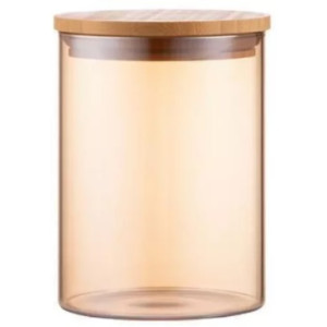 Банка для хранения Ardesto Golden Moon, круглая, 540 мл, стекло, бамбук