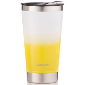 Термостакан для пива Ardesto Bright City 470 мл, с открывалкой, нержавеющая сталь, желтый
