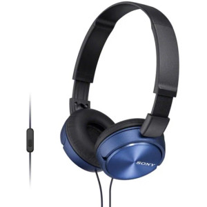 Headphones  SONY  MDR-ZX310AP, Mic on cable,  4pin 3.5mm jack L-shaped, Cable: 1.2m, Blue