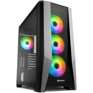 Sharkoon TG7M RGB ATX Case, with Side Panel of Tempered Glass, without PSU, Mesh Front Panel, Tool-free, Pre-Installed Fans: Front 3x120mm A-RGB LED, Rear 1x120mm A-RGB LED, ARGB Controller, 1xTypeC, 2xUSB3.0, 1xAudio, 1xMic, Top&Front 360mm radiator supp