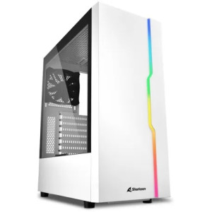 Case Sharkoon RGB SLIDER White  ATX Case, Side Panel of Tempered Glass, no PSU, Tool-free, Cable Management, Front Panel ARGB LED Strip, Fans: Rear 1x120mm installed, ARGB Controller, 2x3.5" / 5x2.5", 2xUSB3.0, 1xUSB2.0, 1xHeadphones