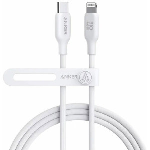 Cable Type-C to Lightning - 1.8 m - Anker 541 Bio-based, 30W, Apple official MFi, 20.000-bend lifespan, white