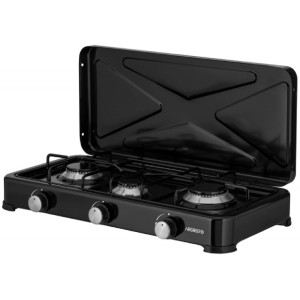 Ardesto Gas Cooktop GTC-NS3013B, gas type LPG, 3 alum. burners, enamel body, painted grid, top lid, 