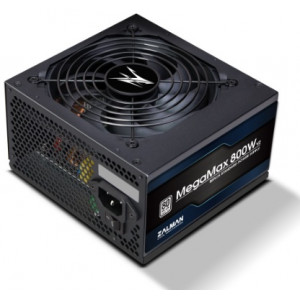 Zalman MEGAMAX  (800W), 83%, 80+ White, 120mm, 1xMB 24pin(20+4), 2xCPU (8pin+(4+4)pin), 4xMolex, 8xSATA, 4xPCIe 8pin(6+2)