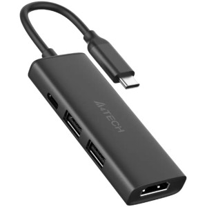 Docking Station A4Tech 4-IN-1, HDMI, USB 3.0, USB 2.0, Type C,  PD100W, Aluminum, Ash Grey