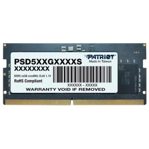 8GB DDR5-4800 SODIMM PATRIOT Signature Line, PC5-38400, CL40, 1 Rank Single-sided module, On-die ECC, 1.1V