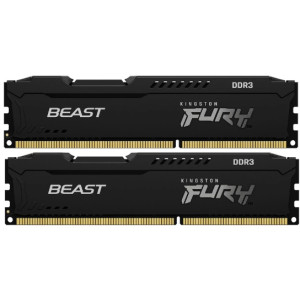 16GB (Kit of 2*8GB) DDR3-1600  Kingston FURY Beast (Dual Channel Kit), PC12800, CL10, 2Rx8, 1.5V,  Auto-overclocking,  Asymmetric BLACK heat spreader