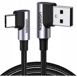 UGREEN Cable USB Type-C to Type-C 3.0, 90-Degree Angled US334 3A, 2m, Black