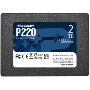 2,5" SSD 2.0TB Patriot P220, SATAIII, Sequential Read: 550MB/s, Sequential Write: 500MB/s, 4K Random Read: 50K IOPS, 4K Random Write: 50K IOPS, SMART, TRIM, 7mm, TBW: 960TB, Phison S12 Controller, 3D NAND TLC