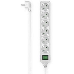Hama 223008 Power Strip, 6-Way, Switch, 3 m, white