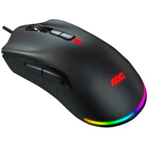 AOC GM530B Gaming Mouse, Black, 400–16000 DPI, Pixart PMW3389 sensor, RGB Logo, 7 x button mouse, Comfortable symmetric design, Kailh switches, Light ring provides dynamic RGB effects, USB, AOC G-Menu, 146g