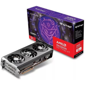 Sapphire NITRO+ Radeon™ RX 7700 XT 12GB GDDR6 192Bit 2599/18000Mhz, 2xHDMI, 2xDP, Triple Fan, SP: 3456, AMD RDNA 3, 5nm GPU, PCIe4.0, Composite Heatpipe, Two-Ball Bearing, Angular Hybridized Fan Blades, Aluminum Alloy Frame, Dual UEFI, ARGB Light Bar, Met