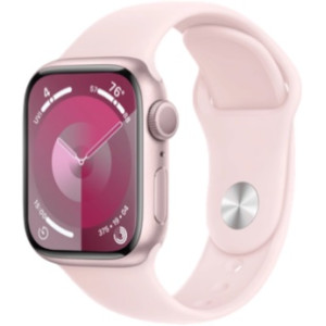 Apple Watch Series 9 GPS, 41mm Pink Aluminium Case with Light Pink Sport Band - S/M, MR933
