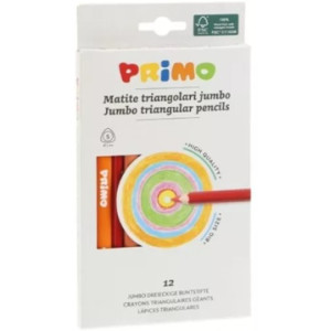 Primo 519MAXITRIS12E Creioane Jumbo triunghiulare , 12 culori / 5,5  mm