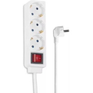 Hama 137322 Power Strip, 3-Way, with Switch, 1.4 m, white
