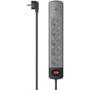 Hama 223056 Power Strip, 5-Way, Surge Voltage Protection, Switch, Wall Mounting, 1.5 m