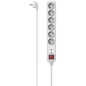 Hama 223155 Power Strip, 6-Way, Overvoltage Protection, Switch, 3 m, white
