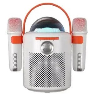 Portable Karaoke Set With 2 Microphone and Speaker Y11, 10W, White 