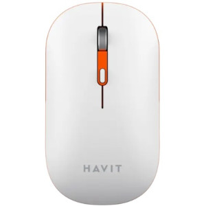 Wireless Mouse Havit MS60WB, 800-1600dpi, 4 buttons, Ambidextrous, 500mAh, 2.4Ghz/BT, White