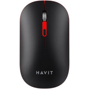 Wireless Mouse Havit MS60WB, 800-1600dpi, 4 buttons, Ambidextrous, 500mAh, 2.4Ghz/BT, Black
