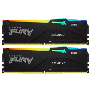 16GB DDR5-5200MHz  Kingston FURY Beast RGB (Kit of 2x8GB) (KF552C40BBAK2-16), CL40, 1.25V, Black