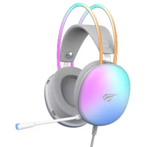 Gaming Headset Havit H2037d, 50mm driver, 20-20kHz, 20 Ohm, 115dB, 2.1m, 3.5+USB, RGB, White