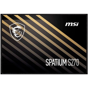 2.5" SSD 960GB  MSI Spatium S270, SATAIII, Sequential Reads: 500 MB/s, Sequential Writes: 450 MB/s, Random Read/Write: 55K IOPS / 80K IOPS, 7mm, TBW: 500TB, MTBF: 2mln hours, Controller PHISON S11, LDPC, Over-Provision, 3D NAND TLC