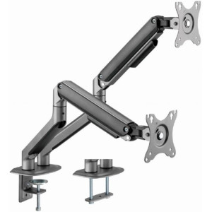 Arm for 2 monitors 17"-32" - Gembird MA-DA2-05, Steel (1.35 mm), Gas spring 2-9 kg per display, VESA 75/100, arm rotates, extends and retracts, tilts to change reading angles, and allows to rotate display from landscape-to-portrait mode, space grey