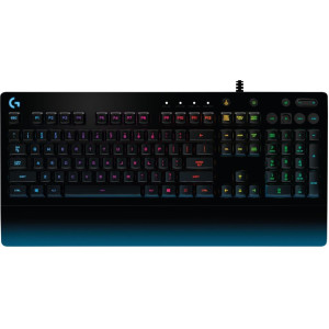 Logitech Gaming Keyboard G213 Prodigy, Mech-Dome, Spill resistance, Media controls, RGB, Integrated palm rest, Adjustable feet, Anti-ghosting, Game Mode, USB, Black, RU layout