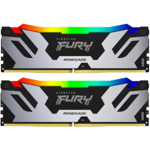 96GB DDR5-6400MHz  Kingston FURY Renegade RGB (Kit of 2x48GB) (KF564C32RSAK2-96), CL32-39, 1.4V, Silver/Black