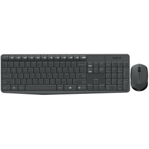 Wireless Keyboard & Mouse Logitech MK235, Low-profile, Spill-resistant, FN key, 5M, 1000dpi 3 buttons, 2xAAA/1xAA, 2.4Ghz, EN, Grey