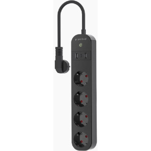 Smart power strip  Gembird TSL-PS-S4U-01-, 4 sockets, 1.5 m, with USB charger 2x USB Type-A, 1x USB Type-C, black