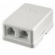 1xRJ45+1xRJ11 Surface Box 2 port UTP Cat.5e PCB jack