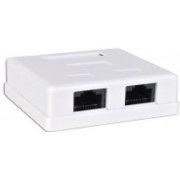 1xRJ45+1xRJ11 Surface Box 2 port UTP Cat 6 PCB jack