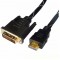 Cable HDMI-DVI Brackton "Professional" DHD-BKR-0200.BS, 2 m, DVI-D cable 24+1 to HDMI 19pin, m/m, triple-shielded, better pastic plug, dual-link, nylon sleeve black/silver, golden contacts, 2 ferrits, dust caps