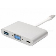 Adapter All-in-One USB3.1 TYPE C to VGA + USB3.0 + TYPE C,  APC-631011