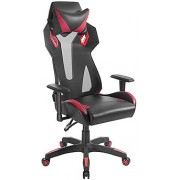  Lumi Gaming Chair Back Breathable Mech with Headrest CH06-8, Black/Red, Height Adjustable Armrest, 350mm Nylon Base, 60mm Nylon Caster, 100mm Class 3 Gas Lift, Weight Capacity 150 Kg