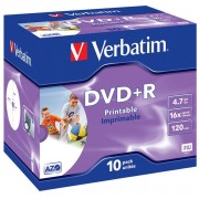 Verbatim DataLifePlus DVD+R AZO 4.7GB 16X WIDE PRINTABLE SURFACE - Jewel Case 10pcs.